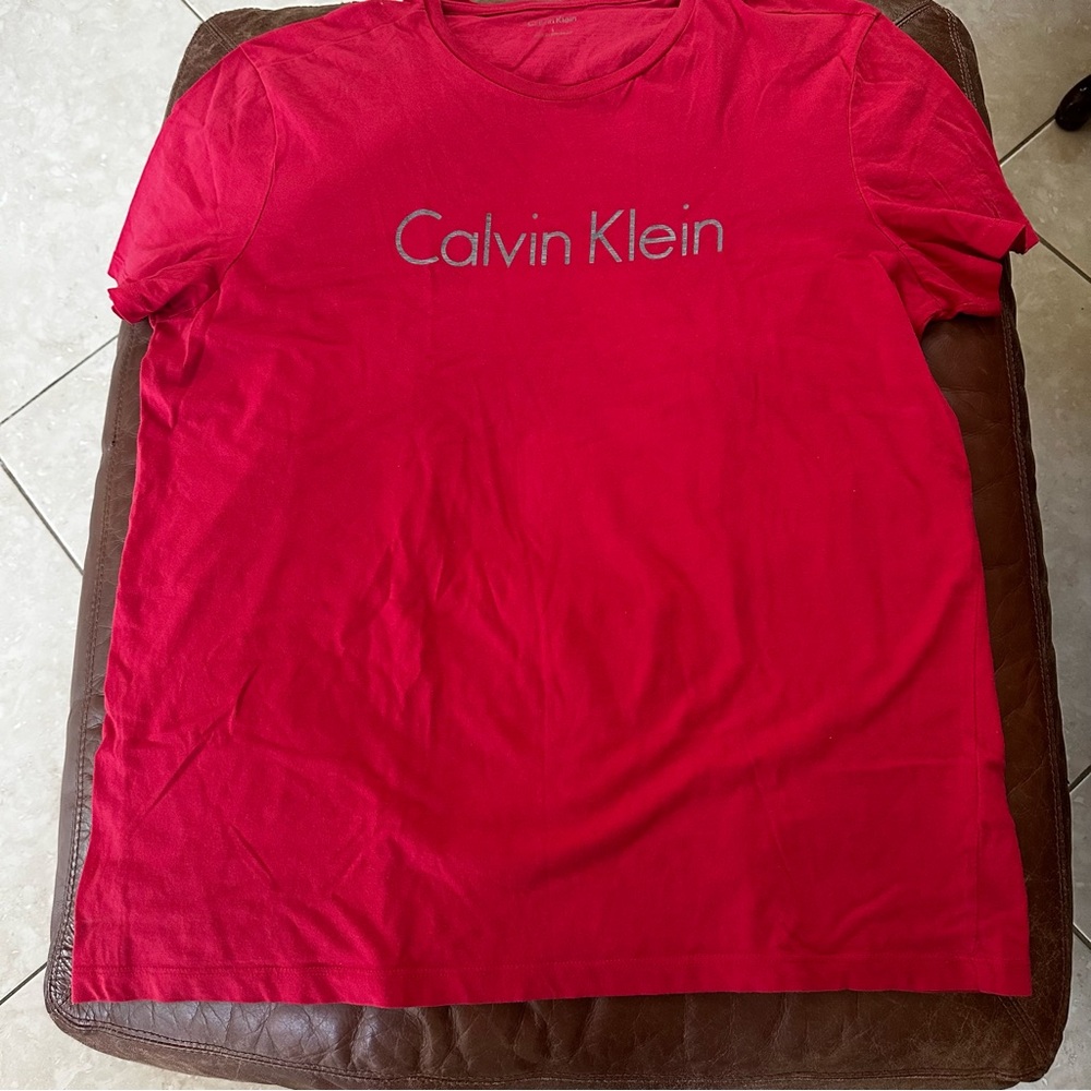 Calvin Klein Red Short Sleeve Tee Vibrant Cotton Crew